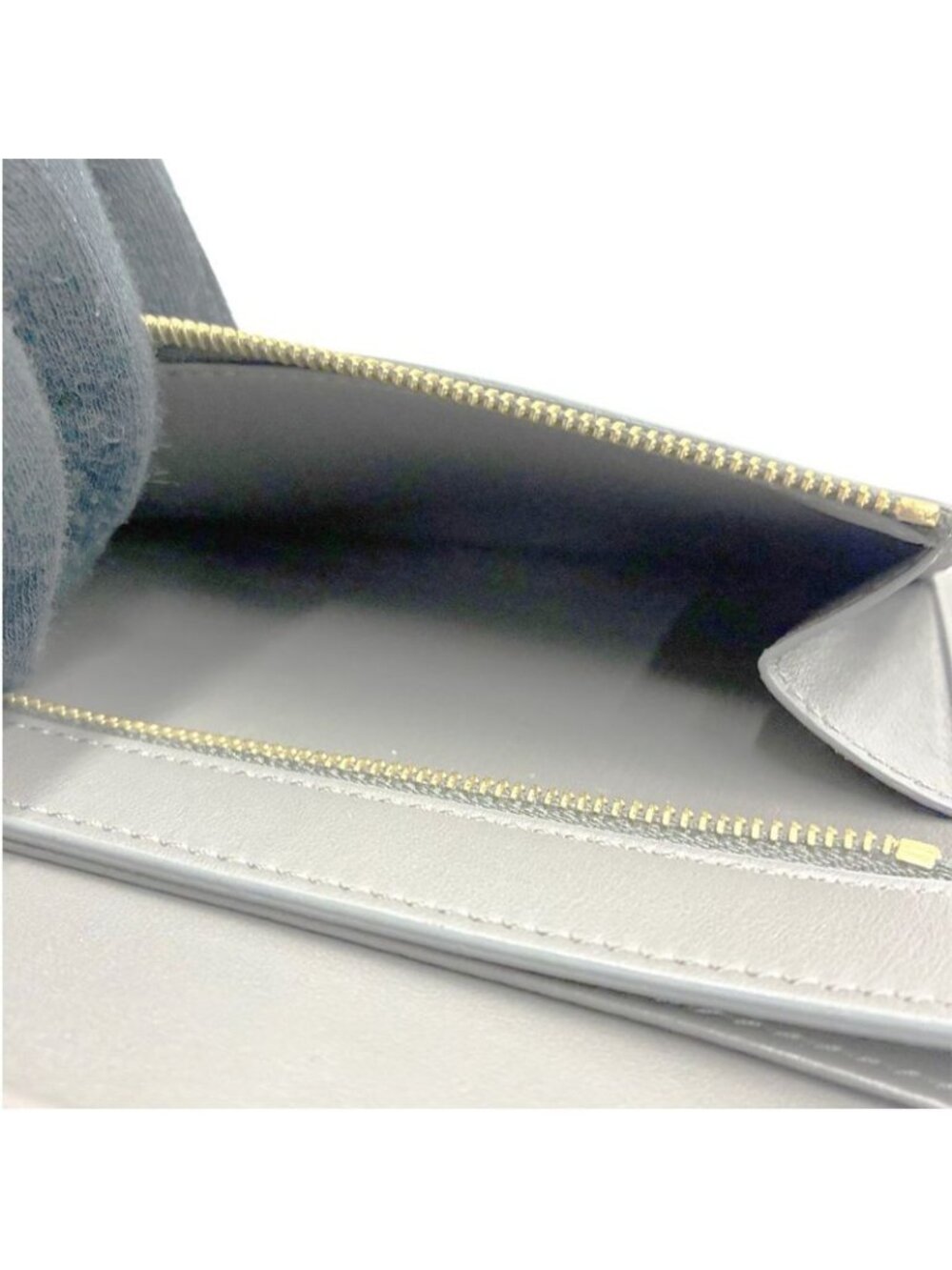 Celine Large Strap Wallet Grained Calf Skin Gray Vintage Pink Bifold - Picture 12 of 13